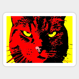 ANGRY CAT POP ART - RED YELLOW BLACK Sticker